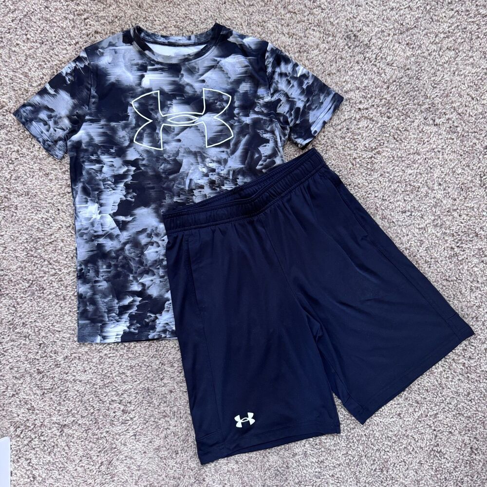 2pc under armour shirt + shorts YOUTH top t-shirt tee outfit